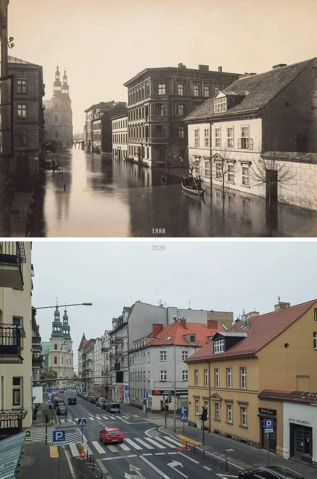 Powódź z 1888 roku zalewająca ulicę Garbary